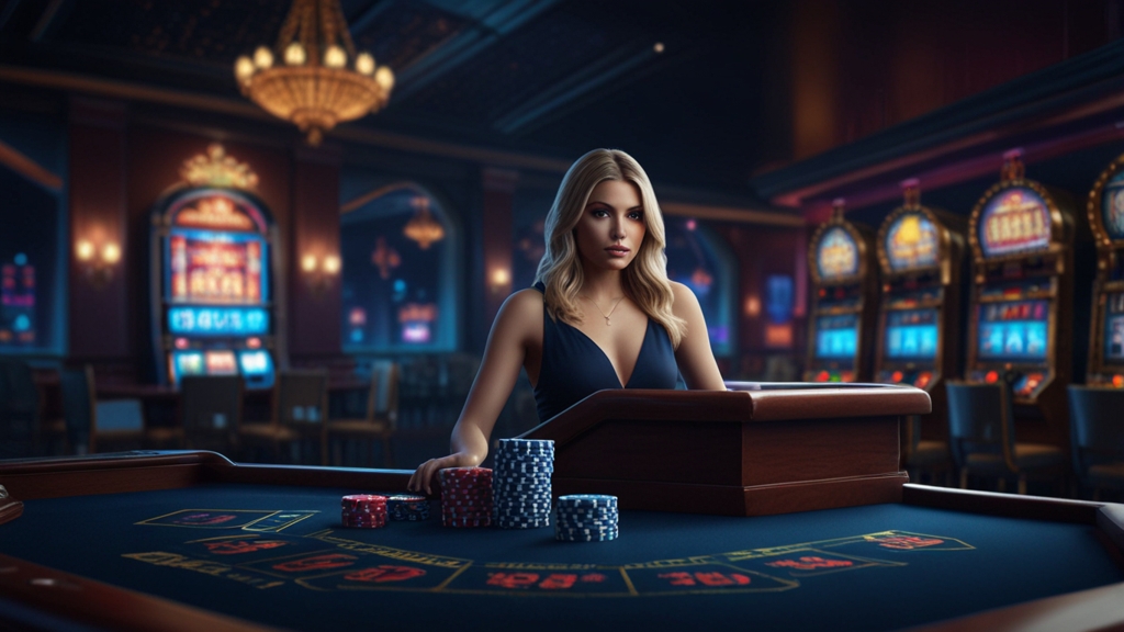 Casino table with a no-deposit bonus card and phone verification screen