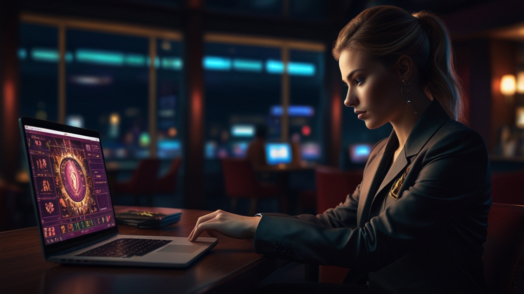 Laptop and phone with a secure casino login scene and padlock glow